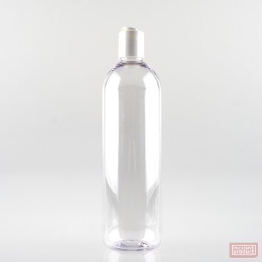 500ml Tall PET Plastic Pharmacy Bottle with White Disc Top Cap