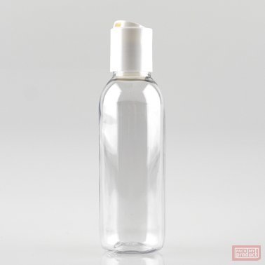 125ml Tall PET Plastic Pharmacy Bottle with White Disc Top Cap