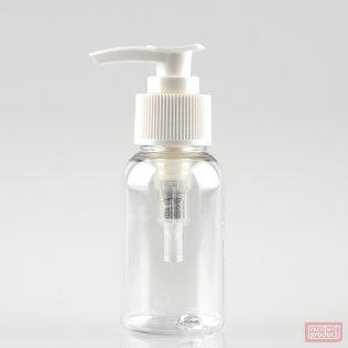50ml Tall PET Plastic Pharmacy Bottle with White Locking Lotion Pump