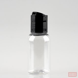 50ml Tall PET Plastic Pharmacy Bottle with Black Disc Top Cap