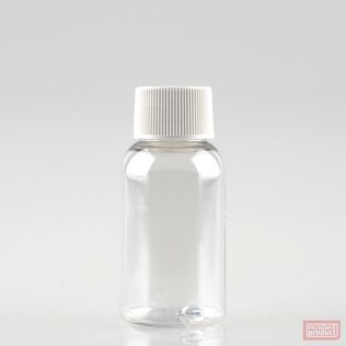 50ml Tall PET Plastic Pharmacy Bottle with White Wadded Cap