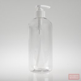 Round 500ml PET Bottle with locking white lotion pump