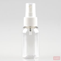 50ml Tall PET Plastic Pharmacy Bottle with White Atomiser and Clear Overcap