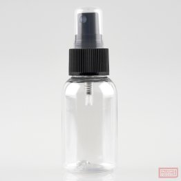 50ml Tall PET Plastic Pharmacy Bottle with Black Atomiser and Clear Overcap