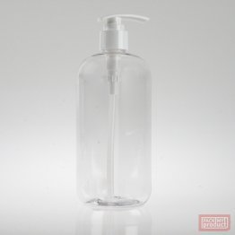 500ml Tall Round PET Bottle with White Lotion Pump