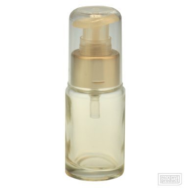 Download 30ml Clear Glass Round Bottle With Matt Gold Lotion Pump