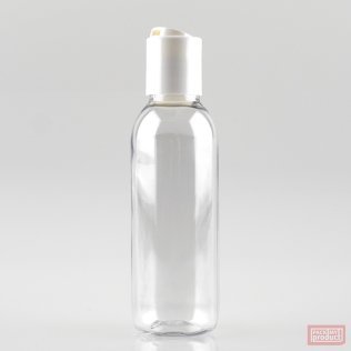 125ml Tall PET Plastic Pharmacy Bottle with White Disc Top Cap
