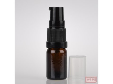 5ml Amber Glass Pharmacy Bottle with Black Serum Pump and Clear Overcap