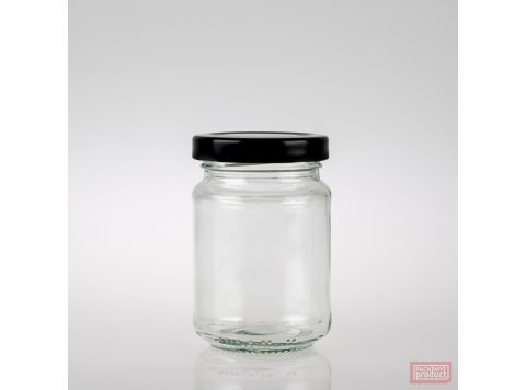 150ml Clear Glass Food Jar with 53mm Black Twist Cap