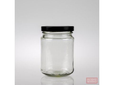 250ml Clear Glass Food Jar with 63mm Black Twist Cap