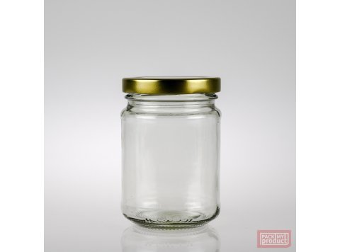 250ml Clear Glass Food Jar with 63mm Gold Twist Cap