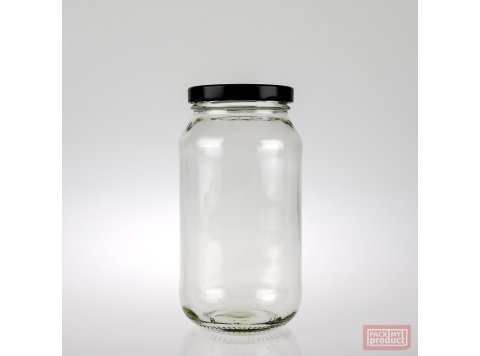 500ml Clear Glass Food Jar with 63mm Black Twist Cap