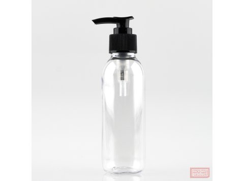 125ml Tall Clear PET Plastic Pharmacy Bottle with Black Locking Lotion Pump