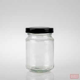 150ml Clear Glass Food Jar with 53mm Black Twist Cap