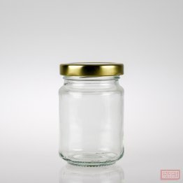 150ml Clear Glass Food Jar with 53mm Gold Twist Cap