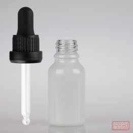 15ml Gloss White Glass Pharmacy Bottle with Black Nitrile Dropper Tamper Cap