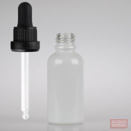 30ml Gloss White Glass Pharmacy Bottle with Black Nitrile Dropper