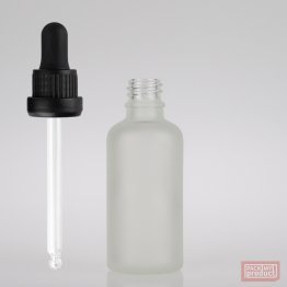 50ml Frosted Glass Pharmacy Bottle with Black Nitrile Dropper Tamper Cap