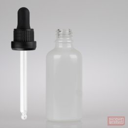 50ml Gloss White Glass Pharmacy Bottle with Black Nitrile Dropper