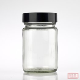 A Small Clear Shaker Bottle w. Black Lid12Oz/400ml Measurement